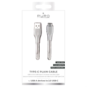 Puro Plain USB-A/USB-C-kaapeli - 1m, 15W - Valkoinen